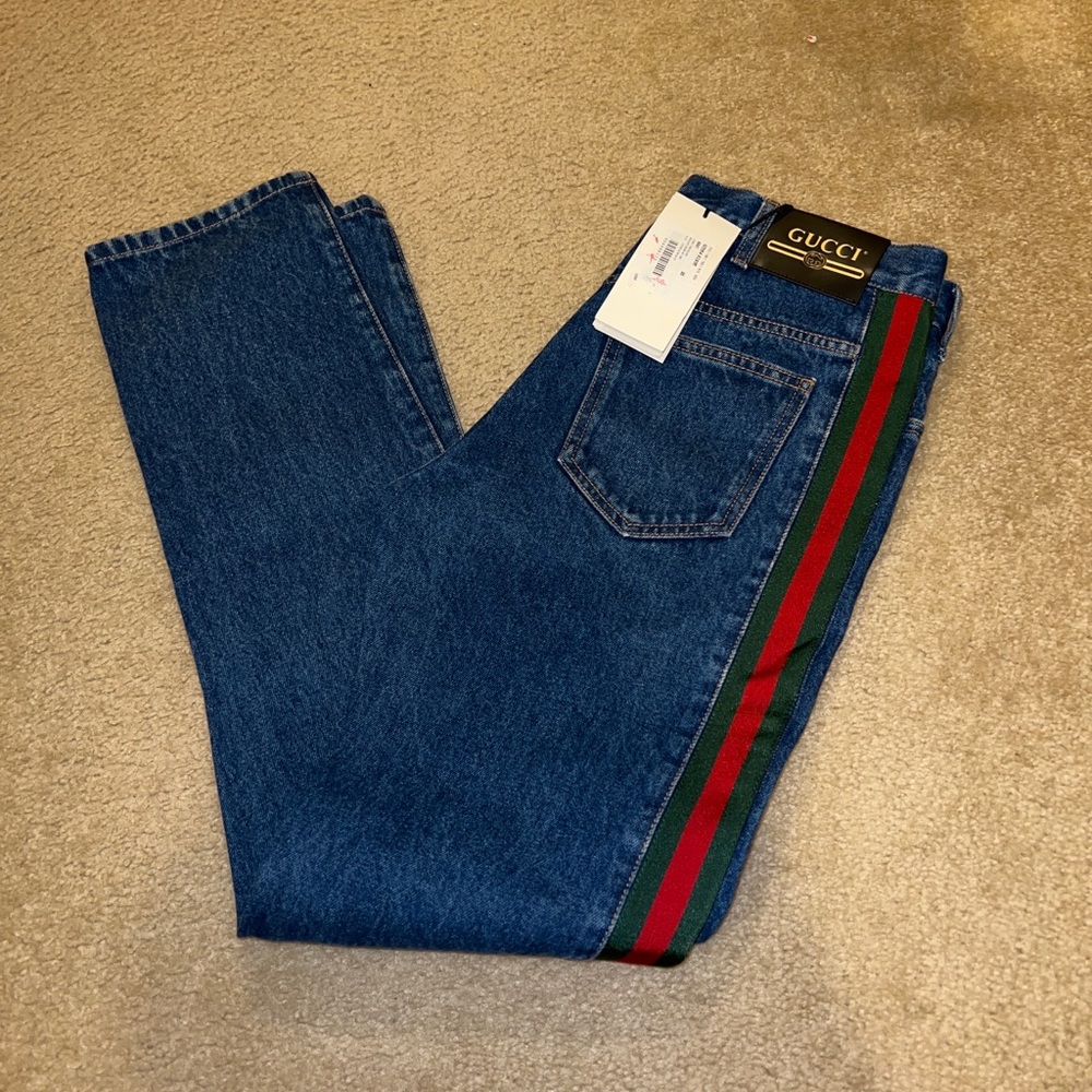 Gucci web stripes jeans mens sz 31 brand new authentic